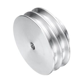 uxcell V-Type Pulley 7mm Bore 60mm Outer Dia Double Groove Aluminum Alloy for Motor Shaft Drilling Machine 6mm(1/4") PU Shape Belt