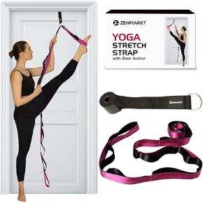 Yoga Stretching Strap with 10 Loops and Door Anchor - Stretch Straps with Loops for Flexibility - Perfect Yoga Strap for Stretching and Balance - Yoga Essentials for Home