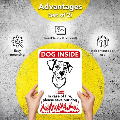 قطعتان من القط بالداخل - في حالة نشوب حريق، يرجى حفظ لافتات القطط الخاصة بنا - لافتات تنبيه من الألومنيوم مقاس 10x7 - علامات حريق للحيوانات الأليفة - علامات أمان لإنقاذ الحيوانات الأليفة من Cat in Kuwait