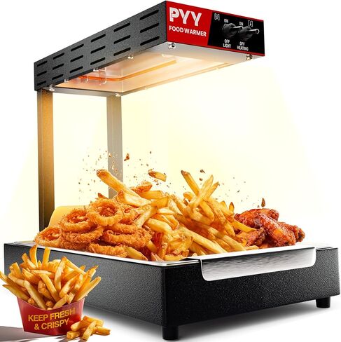 PYY French Fry Warmer - 500W Commercial Food Heat Lamp Fry Dump Station Chip Warmer Food Warmer Temp 86°F-156°F Countertop French Fry Heat Lamp Fry Warmer Commercial for Buffet Food Truck Restaurant in Saudi Arabia