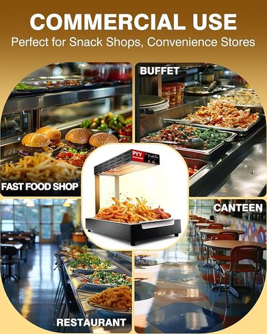 PYY French Fry Warmer - 500W Commercial Food Heat Lamp Fry Dump Station Chip Warmer Food Warmer Temp 86°F-156°F Countertop French Fry Heat Lamp Fry Warmer Commercial for Buffet Food Truck Restaurant in Saudi Arabia