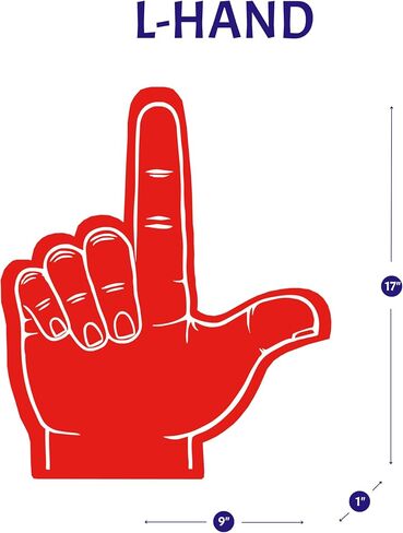 Giant Foam L Finger 18 Inch- Pistol Foam Hand for All Occasions - Cheerleading for Sports - Exciting Vibrant Colors use as Celebration Pom Poms- Great for Athletics Local Sport Events Prank Loser Finger in Saudi Arabia
