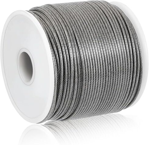 AHANDMAKER 328FT 304 Stainless Steel Cable Wire, 5/64" Wire Rope Aircraft Cable, Wire Trellis Strength Cable for DIY Outdoor Railings, Garden String Lights, Picture Hanging, Clothesline(Nylon-Coated) in Kuwait