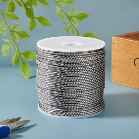 AHANDMAKER 328FT 304 Stainless Steel Cable Wire, 5/64" Wire Rope Aircraft Cable, Wire Trellis Strength Cable for DIY Outdoor Railings, Garden String Lights, Picture Hanging, Clothesline(Nylon-Coated) in Kuwait