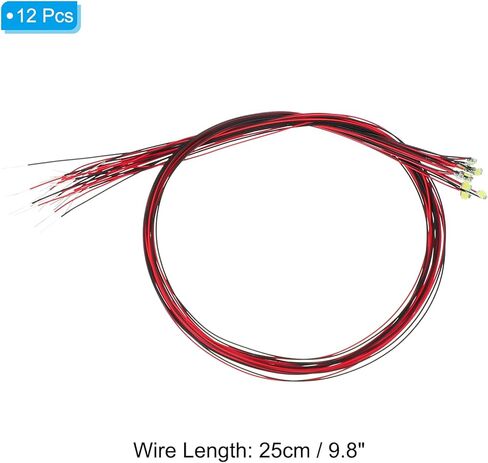 PATIKIL 1206 Micro LED سلكي مسبقًا، 12 قطعة 2.8-3.3 فولت صغيرة ملحومة مسبقًا، صمامات ثنائية باعثة للضوء، جهاز تثبيت على السطح لبناء النماذج، DIY، المشروعات العلمية، طول 9.8 بوصة، أبيض بارد in Kuwait