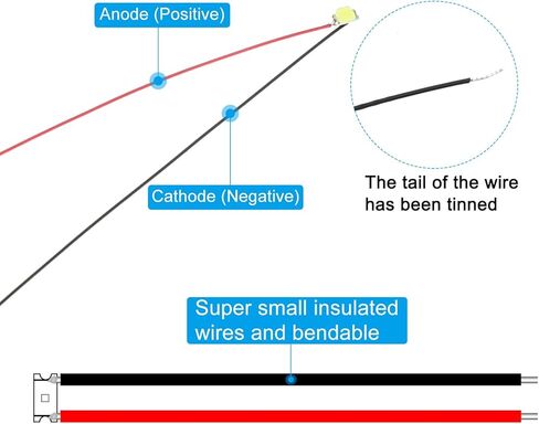 PATIKIL 1206 Micro LED سلكي مسبقًا، 12 قطعة 2.8-3.3 فولت صغيرة ملحومة مسبقًا، صمامات ثنائية باعثة للضوء، جهاز تثبيت على السطح لبناء النماذج، DIY، المشروعات العلمية، طول 9.8 بوصة، أبيض بارد in Kuwait