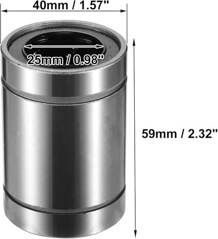 ACROPIX LM25UU 25mm IDx40mm ODx59mm Length Linear Ball Bearings Silver Tone - Pack of 2 in Saudi Arabia