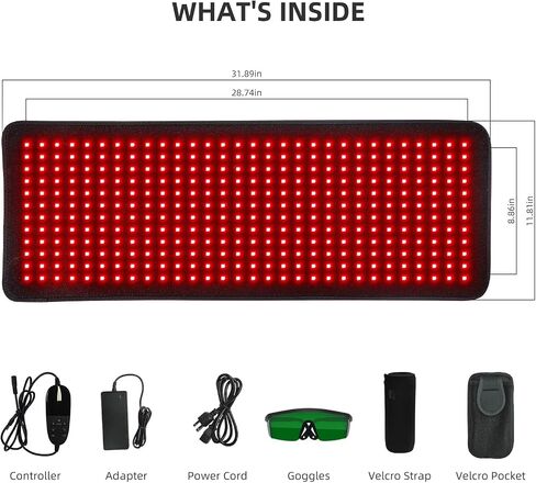 Red Light Therapy for Body, 31" * 11" Infrared Light Therapy Large Wearable Pad, 3 in 1 Led Beads, 360LEDs 660nm & 850nm Therapy Device Mat for Relax Muscle Pain Relief Reduce Inflammation in Saudi Arabia