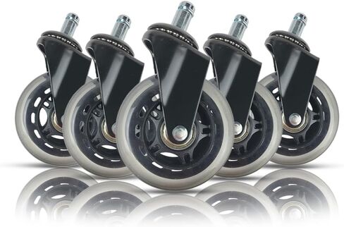 مجموعة من 5 عجلات مطاطية عالمية هادئة وشديدة التحمل - بديل كرسي مكتب دوار للأرضيات الصلبة والسجاد in Kuwait