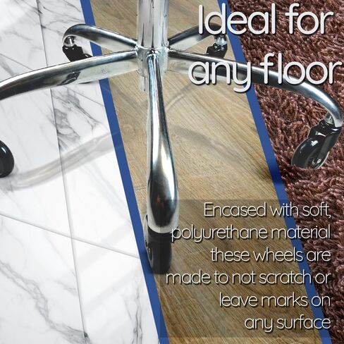 مجموعة من 5 عجلات مطاطية عالمية هادئة وشديدة التحمل - بديل كرسي مكتب دوار للأرضيات الصلبة والسجاد in Kuwait