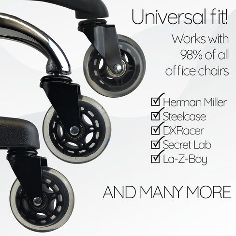 مجموعة من 5 عجلات مطاطية عالمية هادئة وشديدة التحمل - بديل كرسي مكتب دوار للأرضيات الصلبة والسجاد in Kuwait