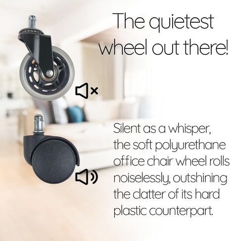 مجموعة من 5 عجلات مطاطية عالمية هادئة وشديدة التحمل - بديل كرسي مكتب دوار للأرضيات الصلبة والسجاد in Kuwait