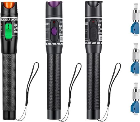 Moocci 3 Pcs Visual Fault Locator Fiber Optic Tester - VFL Fiber Optic Cable Tester Meter with FC to LC Adapter - Fiber Optic Tools Kit for FC/SC/ST/LC Connector,Network Cable Test -Green Purple Black in Saudi Arabia