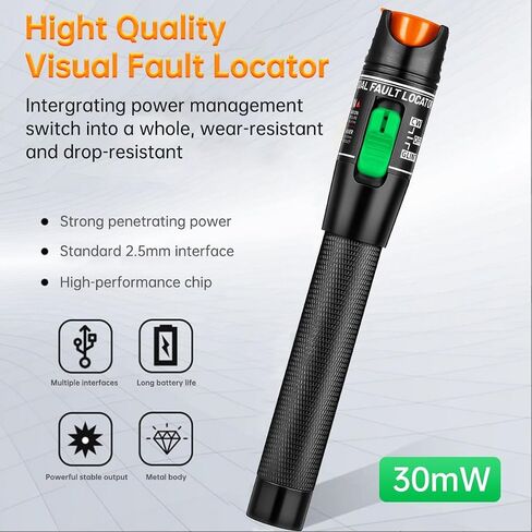 Moocci 3 Pcs Visual Fault Locator Fiber Optic Tester - VFL Fiber Optic Cable Tester Meter with FC to LC Adapter - Fiber Optic Tools Kit for FC/SC/ST/LC Connector,Network Cable Test -Green Purple Black in Saudi Arabia