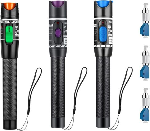 Moocci 3 Pcs Visual Fault Locator Fiber Optic Tester - VFL Fiber Optic Cable Tester Meter with FC to LC Adapter - Fiber Optic Tools Kit for FC/SC/ST/LC Connector,Network Cable Test -Green Purple Black in Saudi Arabia