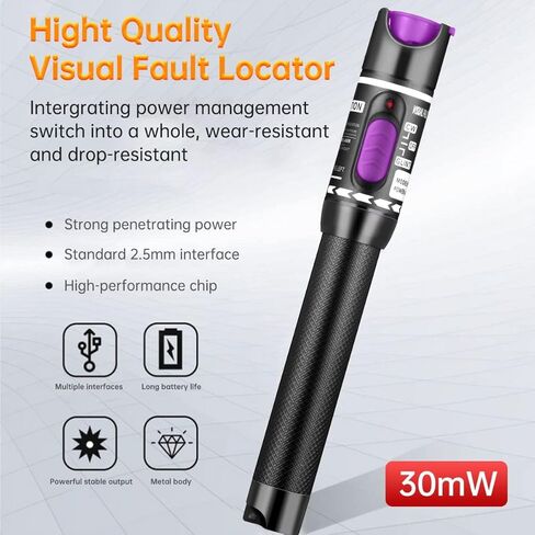 Moocci 3 Pcs Visual Fault Locator Fiber Optic Tester - VFL Fiber Optic Cable Tester Meter with FC to LC Adapter - Fiber Optic Tools Kit for FC/SC/ST/LC Connector,Network Cable Test -Green Purple Black in Saudi Arabia