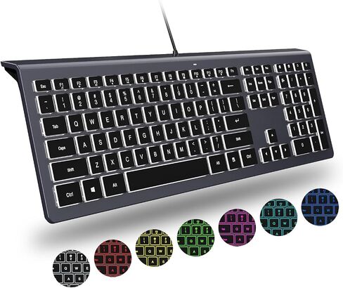 Large Print RGB Backlit Keyboard, Win/MAC Dual Systems, 8 Backlit Modes, Oversize Letters, Quiet Scissor Keys, for Computer, Laptop, Gaming, Compatible for Windows, Mac - K10 Black in Saudi Arabia