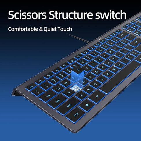 Large Print RGB Backlit Keyboard, Win/MAC Dual Systems, 8 Backlit Modes, Oversize Letters, Quiet Scissor Keys, for Computer, Laptop, Gaming, Compatible for Windows, Mac - K10 Black in Saudi Arabia