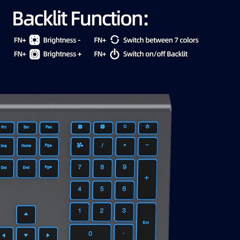 Large Print RGB Backlit Keyboard, Win/MAC Dual Systems, 8 Backlit Modes, Oversize Letters, Quiet Scissor Keys, for Computer, Laptop, Gaming, Compatible for Windows, Mac - K10 Black in Saudi Arabia
