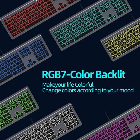 Large Print RGB Backlit Keyboard, Win/MAC Dual Systems, 8 Backlit Modes, Oversize Letters, Quiet Scissor Keys, for Computer, Laptop, Gaming, Compatible for Windows, Mac - K10 Black in Saudi Arabia