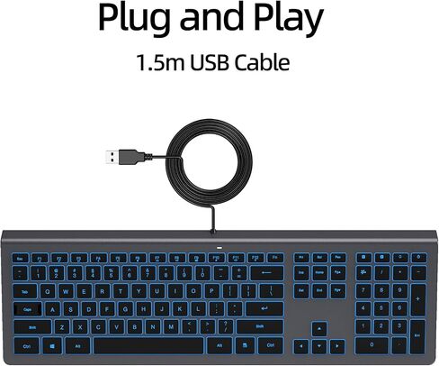 Large Print RGB Backlit Keyboard, Win/MAC Dual Systems, 8 Backlit Modes, Oversize Letters, Quiet Scissor Keys, for Computer, Laptop, Gaming, Compatible for Windows, Mac - K10 Black in Saudi Arabia