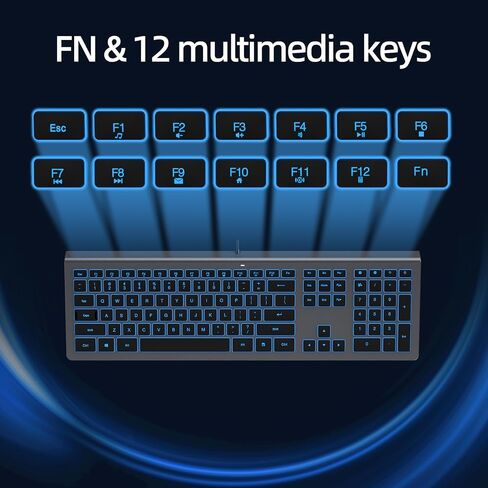 Large Print RGB Backlit Keyboard, Win/MAC Dual Systems, 8 Backlit Modes, Oversize Letters, Quiet Scissor Keys, for Computer, Laptop, Gaming, Compatible for Windows, Mac - K10 Black in Saudi Arabia