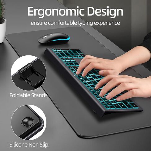 Large Print RGB Backlit Keyboard, Win/MAC Dual Systems, 8 Backlit Modes, Oversize Letters, Quiet Scissor Keys, for Computer, Laptop, Gaming, Compatible for Windows, Mac - K10 Black in Saudi Arabia