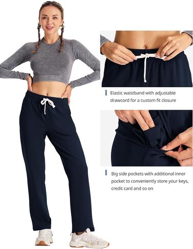 Yoga Pants Women Wide Leg with Pockets Stretch Lounging Casual Sweatpants 28.5" in Saudi Arabia
