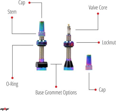 سيقان صمام بريستا للدراجة من سبيكة MBP بدون أنابيب مقاس 40 مم تناسب معظم الإطارات مع نوعين من الحلقات المتضمنة لكل جذع. (بقعة النفط) in Kuwait