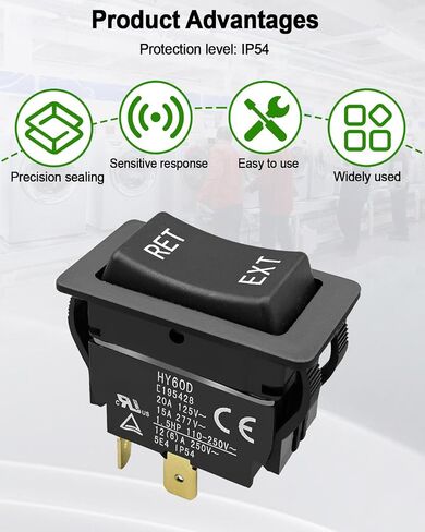 4 Pin Rocker Switch Replace HY60D, RET-EXT Push Button Switch 125VAC 20A, (ON)-Off-(ON) Pushbutton Switch in Saudi Arabia