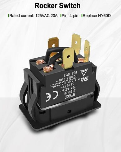 4 Pin Rocker Switch Replace HY60D, RET-EXT Push Button Switch 125VAC 20A, (ON)-Off-(ON) Pushbutton Switch in Saudi Arabia