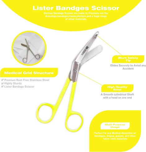Dermax Lister Bandage Sissor Stainless Steel | Medical Shears | Nursing Scissor 5.5" Perfect For First Aid, Doctors, Nurses, Students and More. (Orange) in Saudi Arabia