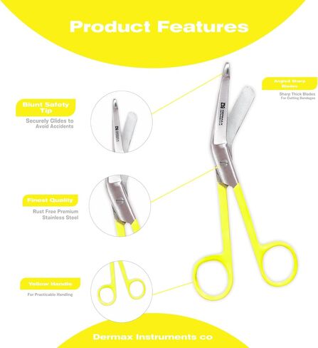 Dermax Lister Bandage Sissor Stainless Steel | Medical Shears | Nursing Scissor 5.5" Perfect For First Aid, Doctors, Nurses, Students and More. (Orange) in Saudi Arabia