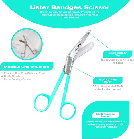 Dermax Lister Bandage Sissor Stainless Steel | Medical Shears | Nursing Scissor 5.5" Perfect For First Aid, Doctors, Nurses, Students and More. (Orange) in Saudi Arabia
