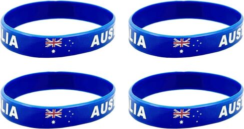 4 Pcs Australia Australian Country Flag Rubber Bracelets, National Flag Silicone Bracelet, Rubber Wristbands Patriotic Decorations Gift in Saudi Arabia