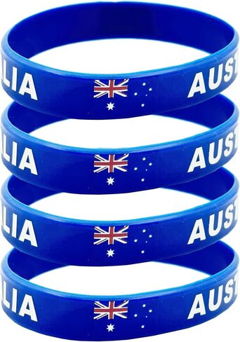 4 Pcs Australia Australian Country Flag Rubber Bracelets, National Flag Silicone Bracelet, Rubber Wristbands Patriotic Decorations Gift in Saudi Arabia