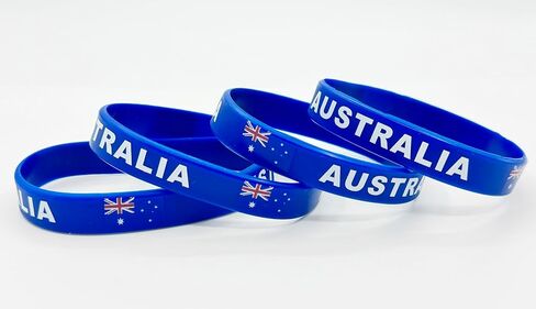 4 Pcs Australia Australian Country Flag Rubber Bracelets, National Flag Silicone Bracelet, Rubber Wristbands Patriotic Decorations Gift in Saudi Arabia