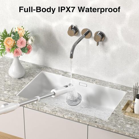 Ultrean Electric Spin Scrubber, Cordless Cleaning Brush with 4 Replaceable Brush Heads Adjustable Extension Handle, Dual Speed Shower Scrubber for Cleaning Bathroom, Tile, Floor, Tub in Kuwait