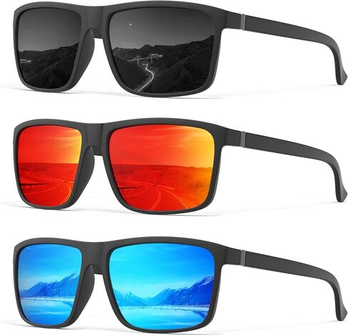 Polarized Sunglasses Men Women: Mens Sunglasses Sun Glasses for Driving Sports Fishing with UV Protection 3 Packs in Saudi Arabia