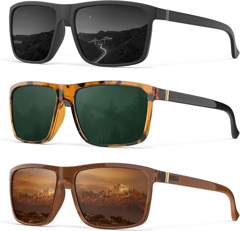 Polarized Sunglasses Men Women: Mens Sunglasses Sun Glasses for Driving Sports Fishing with UV Protection 3 Packs in Saudi Arabia