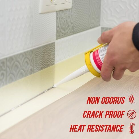 CANOPUS INTERBOND Waterproof Kitchen & Bathroom Acetoxy Silicone Sealant Clear, 10oz, Suitable for Indoor and Outdoor Waterproofing and Bonding Applications, Shower Sealant in Kuwait