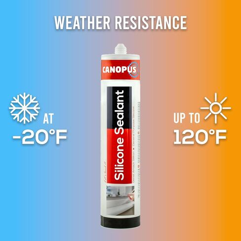 CANOPUS INTERBOND Waterproof Kitchen & Bathroom Acetoxy Silicone Sealant Clear, 10oz, Suitable for Indoor and Outdoor Waterproofing and Bonding Applications, Shower Sealant in Kuwait