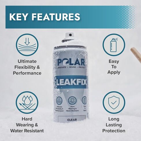 Polar Clear Leak Fix Spray - 4 x 13.5fl. oz - Waterproof Roof Sealant - Instantly Seals Leaks and Cracks, for Lasting Protection on Roofs, Drainpipes & Gutter Repairs- for Interior and Exterior Use in Saudi Arabia