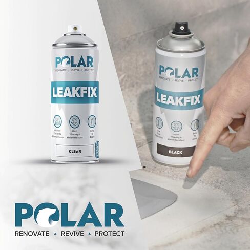 Polar Clear Leak Fix Spray - 4 x 13.5fl. oz - Waterproof Roof Sealant - Instantly Seals Leaks and Cracks, for Lasting Protection on Roofs, Drainpipes & Gutter Repairs- for Interior and Exterior Use in Saudi Arabia