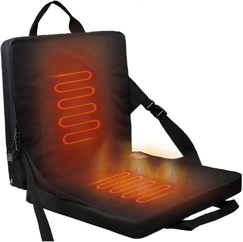 Asixxsix Portable Folding Heated Seat Cushion, USB Powered Adjustable Pad Heated Memory Foam Backrest Cushion for Winter, Outdoor, Stadium Hunting in Saudi Arabia