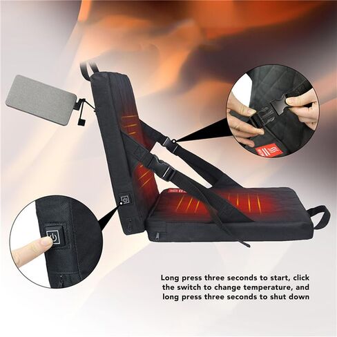 Asixxsix Portable Folding Heated Seat Cushion, USB Powered Adjustable Pad Heated Memory Foam Backrest Cushion for Winter, Outdoor, Stadium Hunting in Saudi Arabia