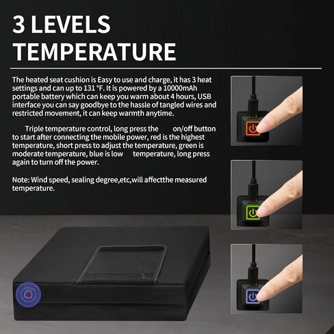 Extra Wide Heated Seat Cushion for Bleachers, 3 Heating Levels, Foldable Battery Heated Seat Pad for Stadium Camping Office Park Fishing and Other Outdoor Activities (Power Bank not Included) in Saudi Arabia