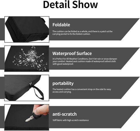 Extra Wide Heated Seat Cushion for Bleachers, 3 Heating Levels, Foldable Battery Heated Seat Pad for Stadium Camping Office Park Fishing and Other Outdoor Activities (Power Bank not Included) in Saudi Arabia