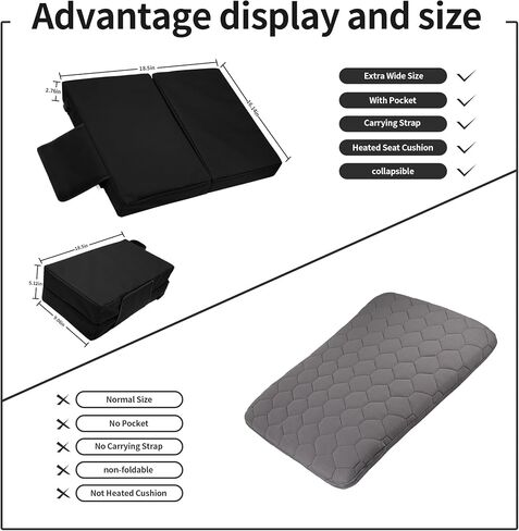 Extra Wide Heated Seat Cushion for Bleachers, 3 Heating Levels, Foldable Battery Heated Seat Pad for Stadium Camping Office Park Fishing and Other Outdoor Activities (Power Bank not Included) in Saudi Arabia