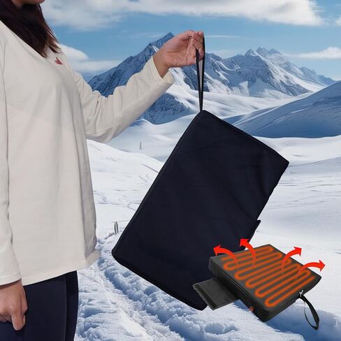 Extra Wide Heated Seat Cushion for Bleachers, 3 Heating Levels, Foldable Battery Heated Seat Pad for Stadium Camping Office Park Fishing and Other Outdoor Activities (Power Bank not Included) in Saudi Arabia